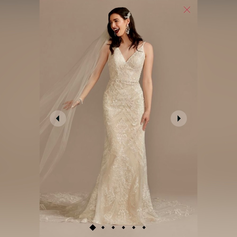Oleg Cassini from David’s Bridal ivory/champagne lace wedding dress size 2